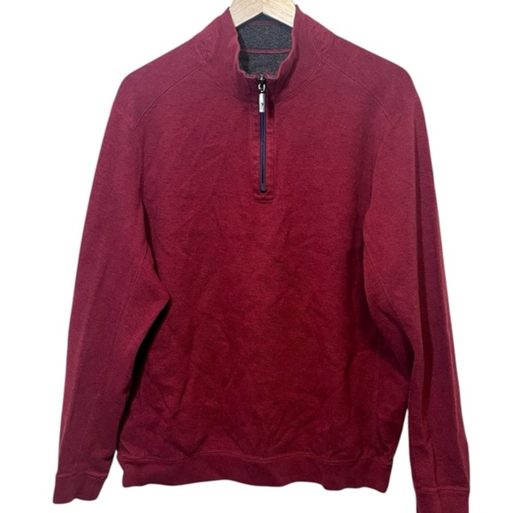 Tommy Bahama Flipshore Reversible Half Zip Sweatshirt Size XXL Burgundy/Heather
